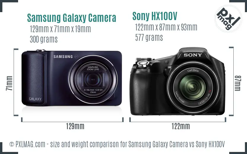 Samsung Galaxy Camera vs Sony HX100V size comparison Samsung Galaxy Camera vs Sony HX100V size comparison