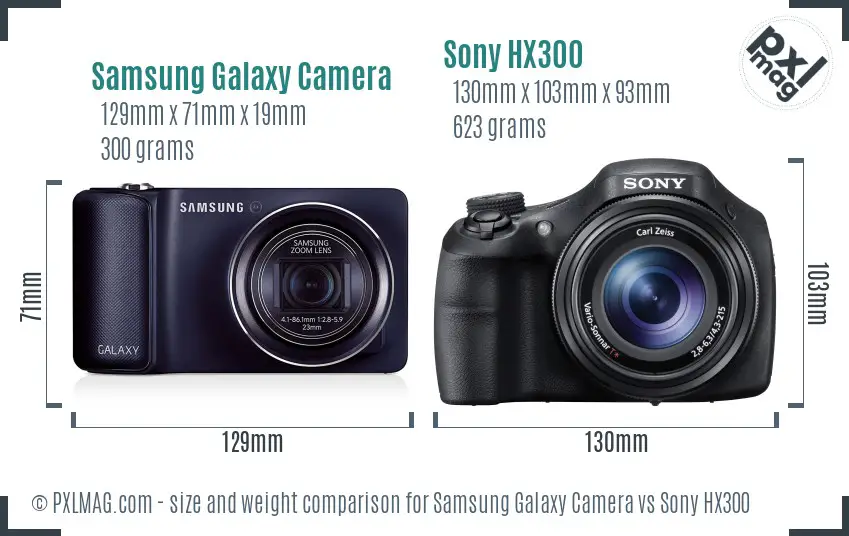 Samsung Galaxy Camera vs Sony HX300 size comparison
