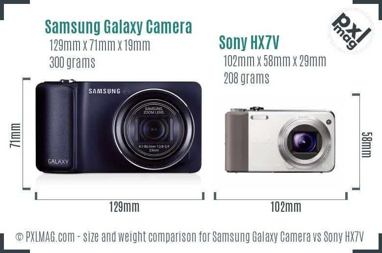 Samsung Galaxy Camera vs Sony HX7V size comparison