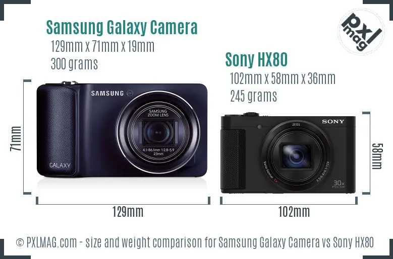 Samsung Galaxy Camera vs Sony HX80 size comparison