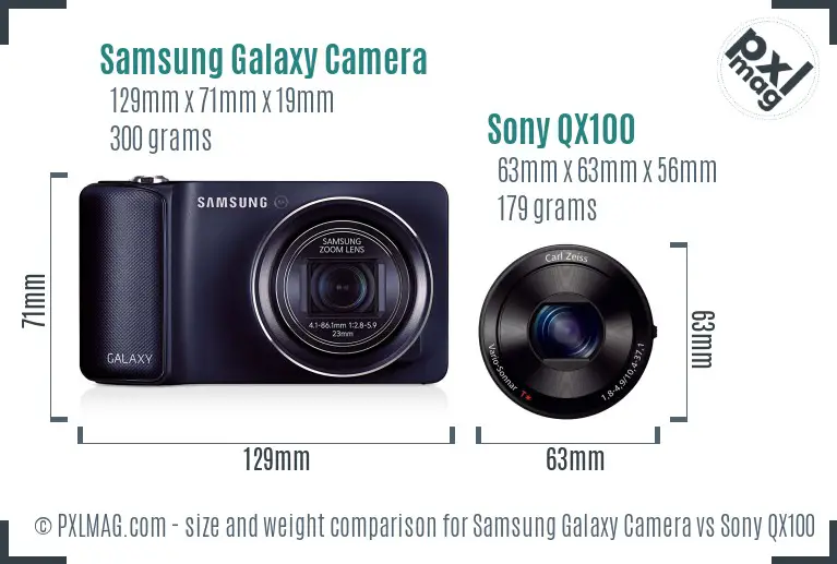 Samsung Galaxy Camera vs Sony QX100 size comparison Samsung Galaxy Camera vs Sony QX100 size comparison