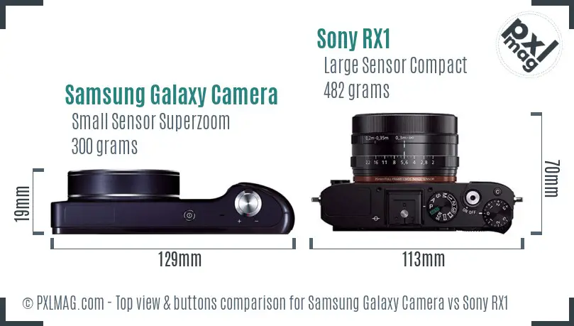 Samsung Galaxy Camera vs Sony RX1 top view buttons comparison