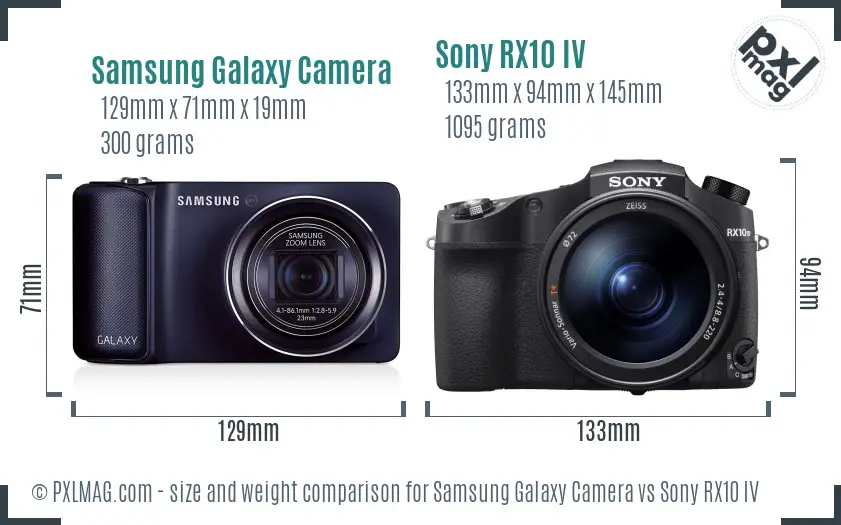 Samsung Galaxy Camera vs Sony RX10 IV size comparison