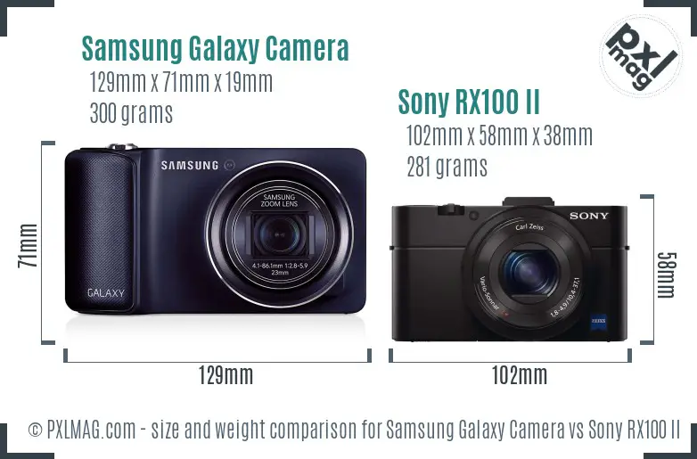 Samsung Galaxy Camera vs Sony RX100 II size comparison