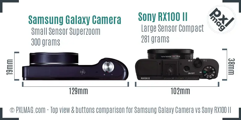Samsung Galaxy Camera vs Sony RX100 II top view buttons comparison