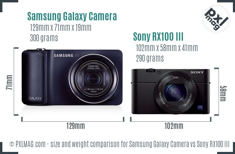 Samsung Galaxy Camera vs Sony RX100 III size comparison