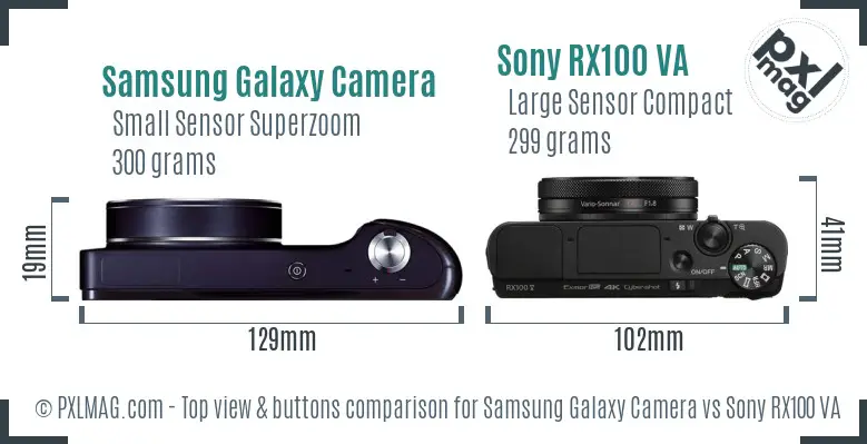 Samsung Galaxy Camera vs Sony RX100 VA top view buttons comparison