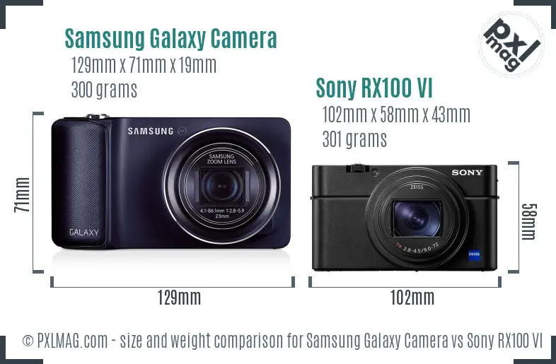 Samsung Galaxy Camera vs Sony RX100 VI size comparison