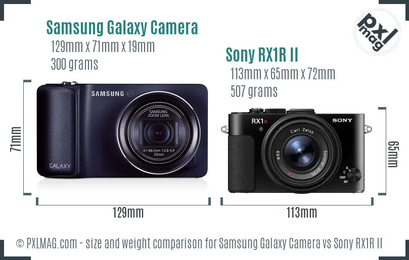 Samsung Galaxy Camera vs Sony RX1R II size comparison