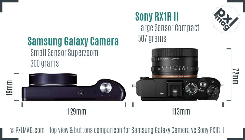 Samsung Galaxy Camera vs Sony RX1R II top view buttons comparison