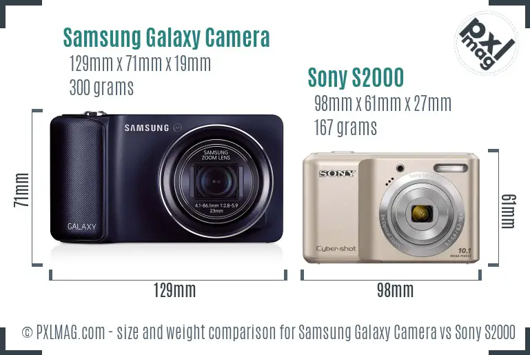 Samsung Galaxy Camera vs Sony S2000 size comparison