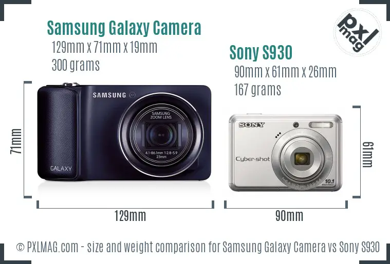 Samsung Galaxy Camera vs Sony S930 size comparison