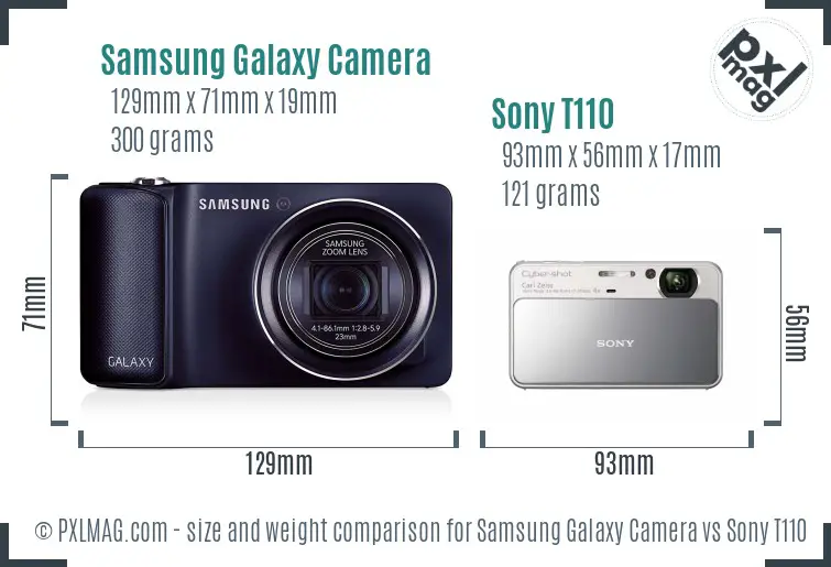 Samsung Galaxy Camera vs Sony T110 size comparison