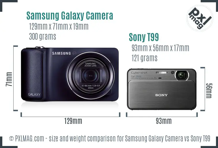 Samsung Galaxy Camera vs Sony T99 size comparison