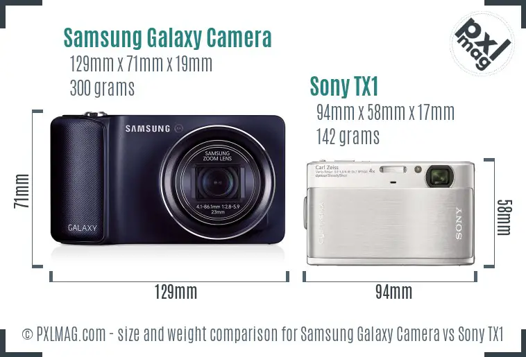 Samsung Galaxy Camera vs Sony TX1 size comparison