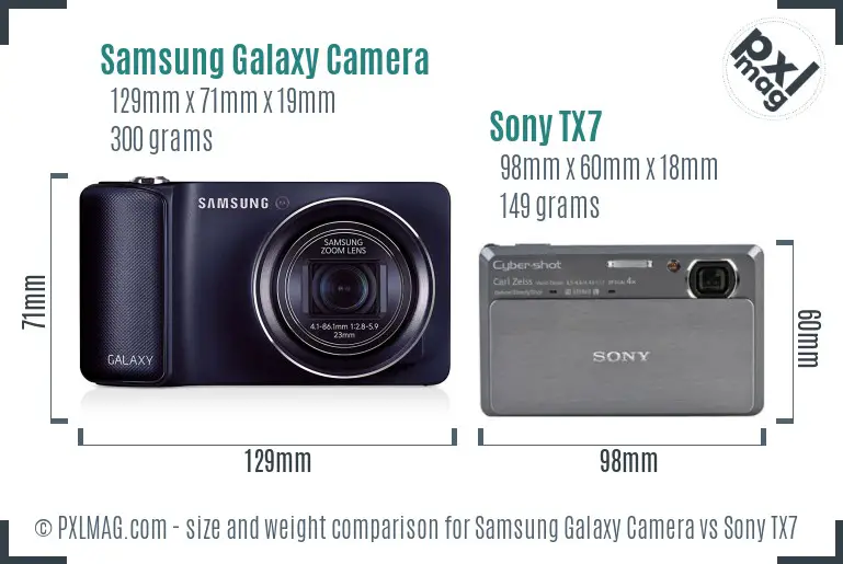 Samsung Galaxy Camera vs Sony TX7 size comparison