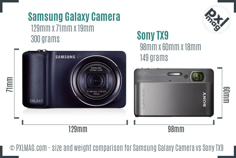Samsung Galaxy Camera vs Sony TX9 size comparison
