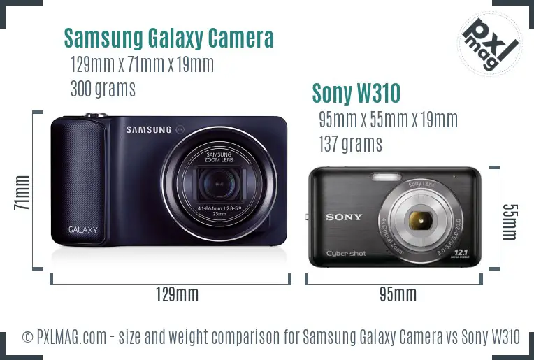 Samsung Galaxy Camera vs Sony W310 size comparison