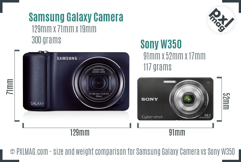 Samsung Galaxy Camera vs Sony W350 size comparison
