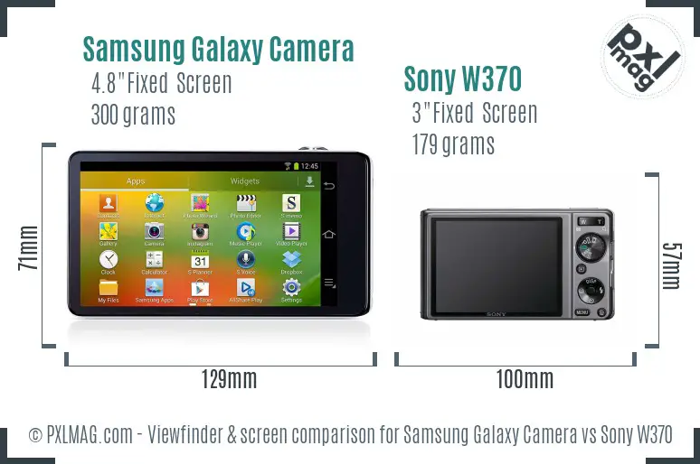 Samsung Galaxy Camera vs Sony W370 Screen and Viewfinder comparison