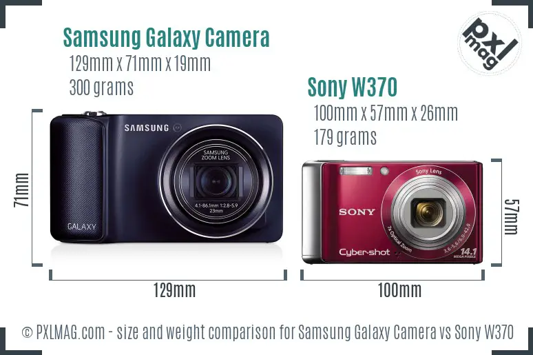 Samsung Galaxy Camera vs Sony W370 size comparison