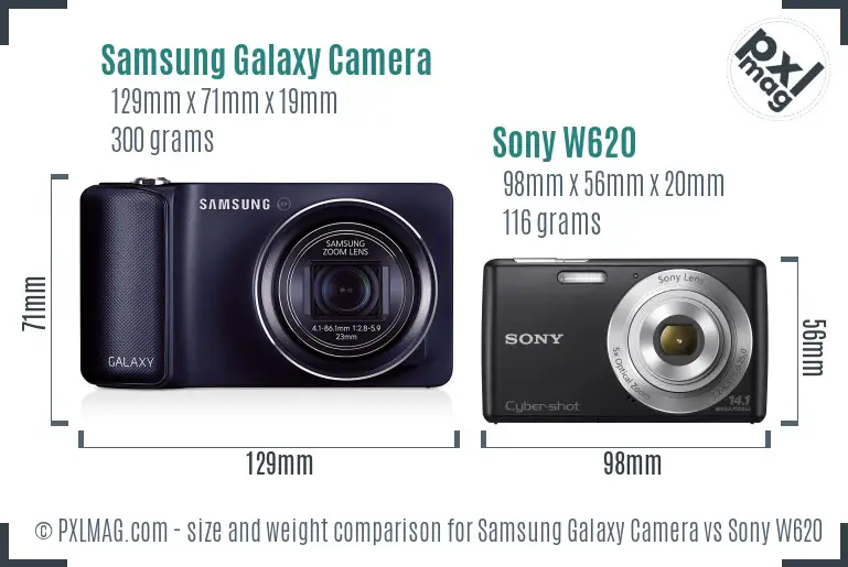 Samsung Galaxy Camera vs Sony W620 size comparison