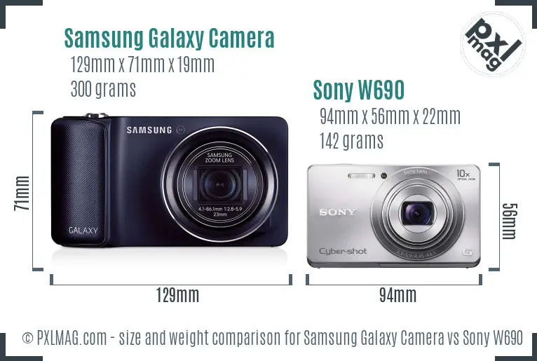 Samsung Galaxy Camera vs Sony W690 size comparison