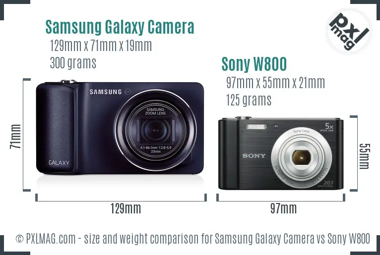 Samsung Galaxy Camera vs Sony W800 size comparison