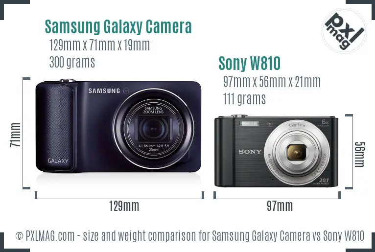 Samsung Galaxy Camera vs Sony W810 size comparison