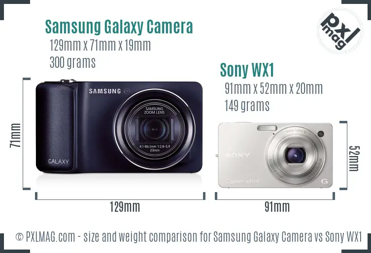 Samsung Galaxy Camera vs Sony WX1 size comparison