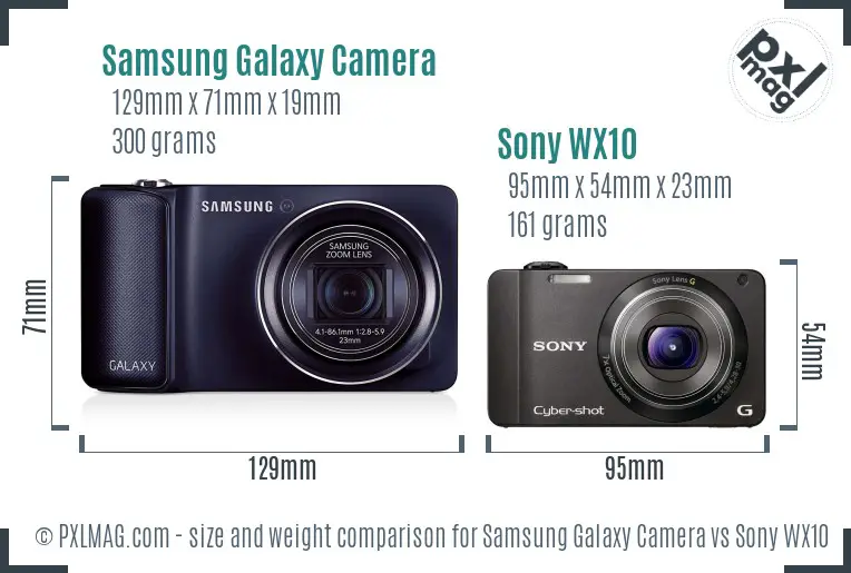 Samsung Galaxy Camera vs Sony WX10 size comparison