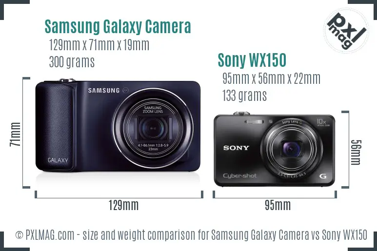 Samsung Galaxy Camera vs Sony WX150 size comparison