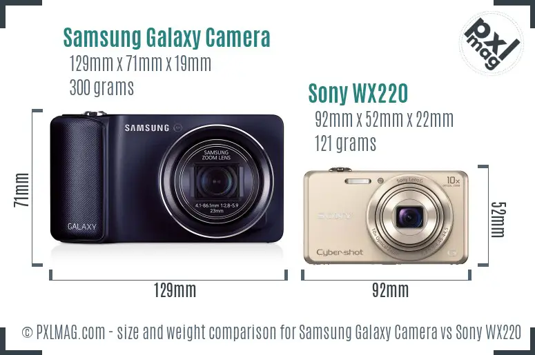 Samsung Galaxy Camera vs Sony WX220 size comparison
