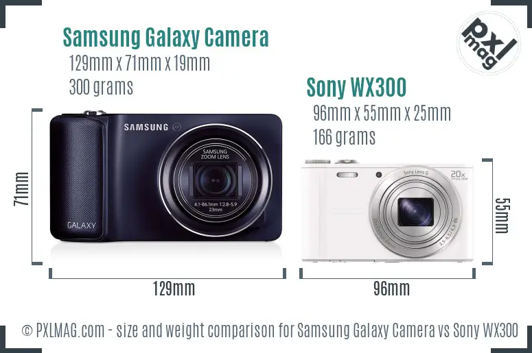 Samsung Galaxy Camera vs Sony WX300 size comparison