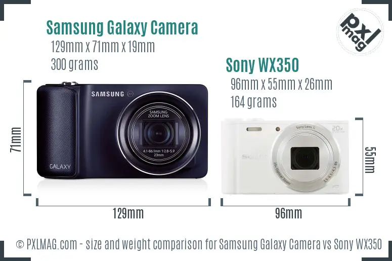 Samsung Galaxy Camera vs Sony WX350 size comparison