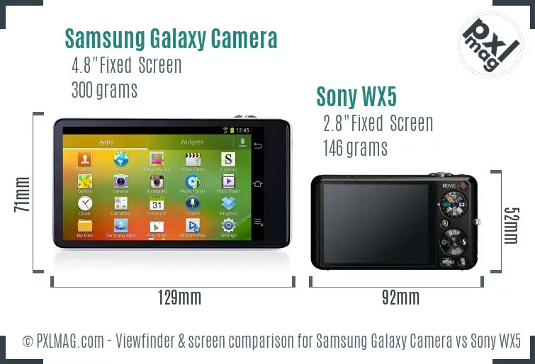 Samsung Galaxy Camera vs Sony WX5 Screen and Viewfinder comparison