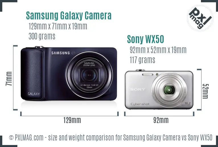 Samsung Galaxy Camera vs Sony WX50 size comparison
