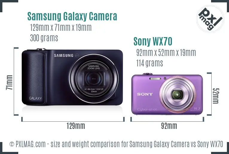 Samsung Galaxy Camera vs Sony WX70 size comparison
