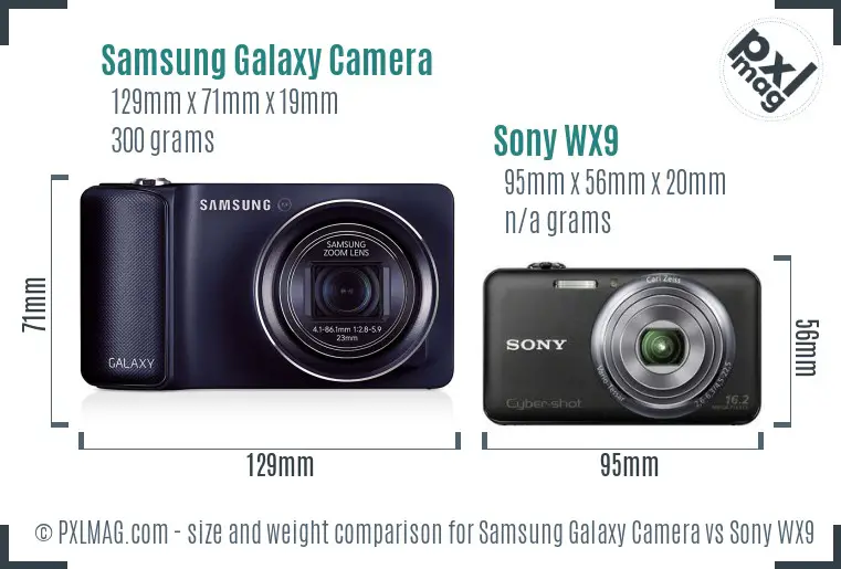 Samsung Galaxy Camera vs Sony WX9 size comparison