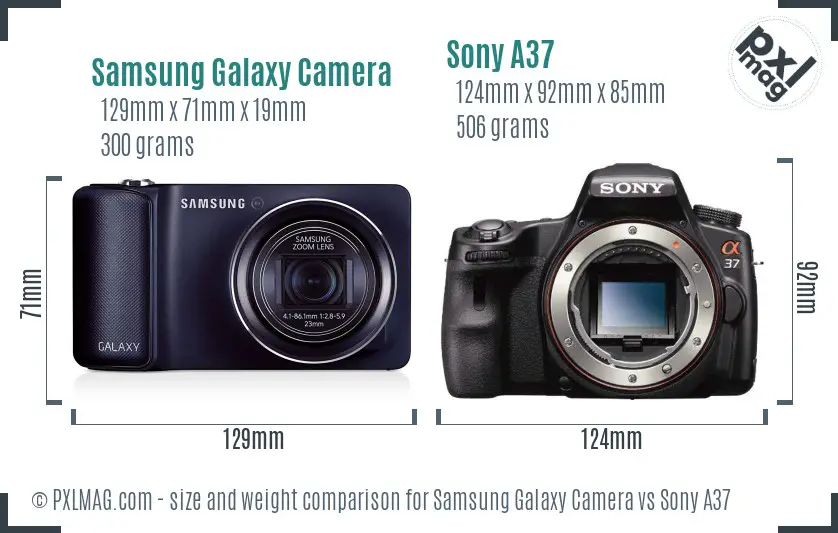 Samsung Galaxy Camera vs Sony A37 size comparison