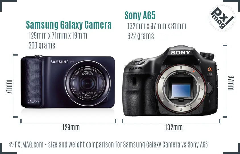 Samsung Galaxy Camera vs Sony A65 size comparison