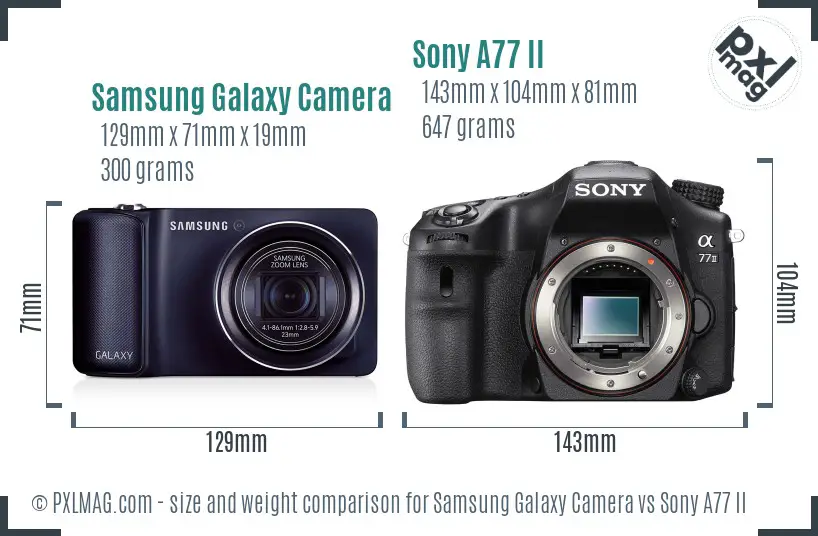 Samsung Galaxy Camera vs Sony A77 II size comparison