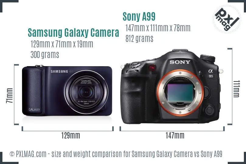 Samsung Galaxy Camera vs Sony A99 size comparison