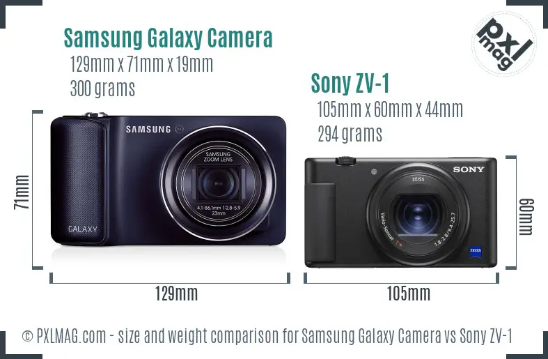 Samsung Galaxy Camera vs Sony ZV-1 size comparison