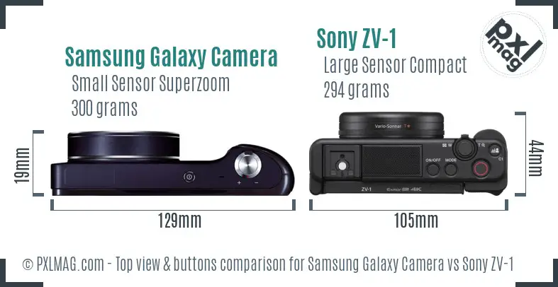 Samsung Galaxy Camera vs Sony ZV-1 top view buttons comparison