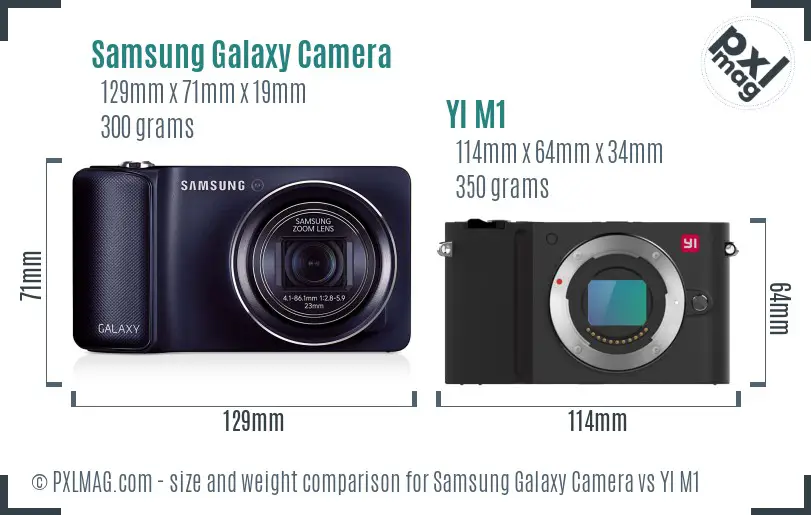 Samsung Galaxy Camera vs YI M1 size comparison