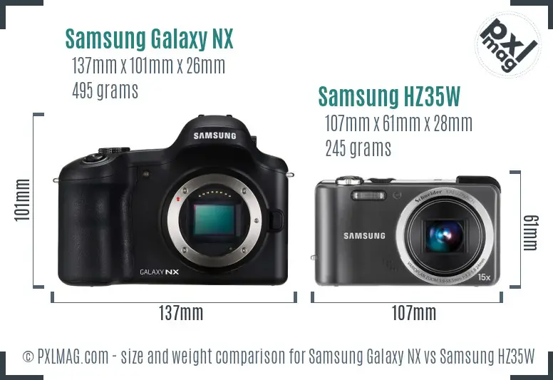 Samsung Galaxy NX vs Samsung HZ35W size comparison