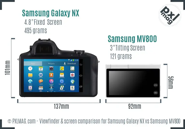 Samsung Galaxy NX vs Samsung MV800 Screen and Viewfinder comparison