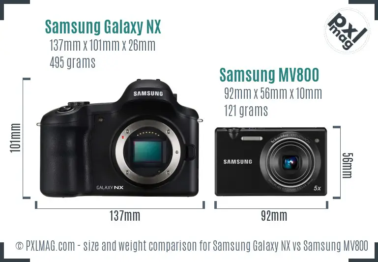 Samsung Galaxy NX vs Samsung MV800 size comparison