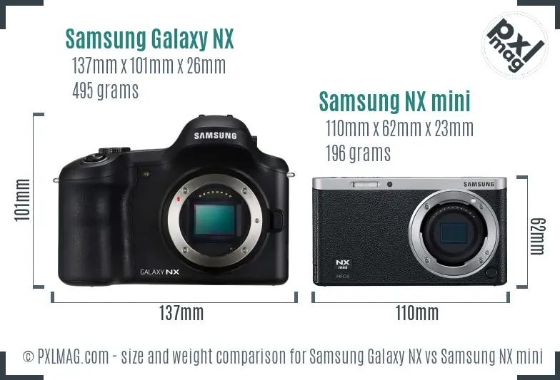Samsung Galaxy NX vs Samsung NX mini size comparison
